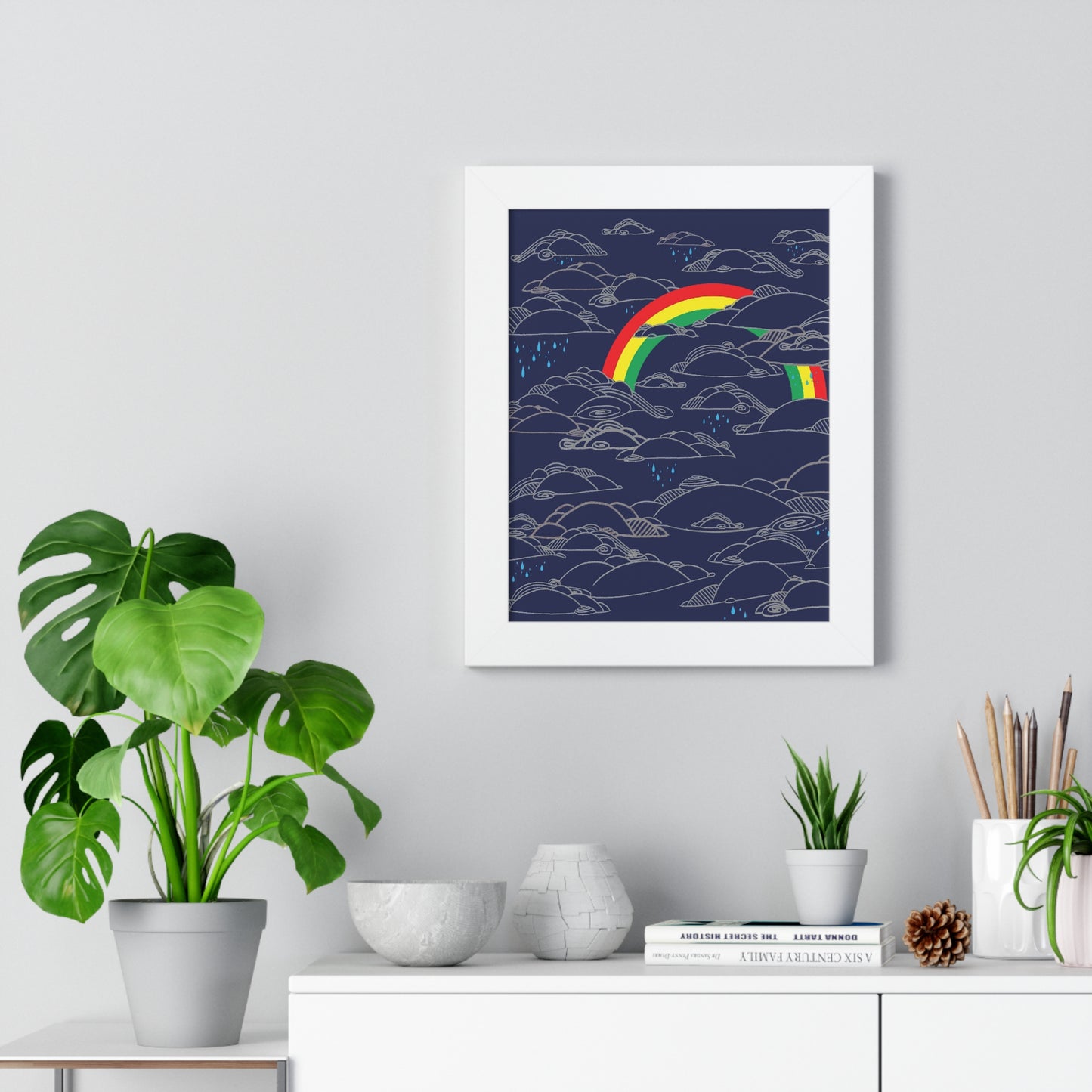 Framed Vertical Rainbow Clouds Print