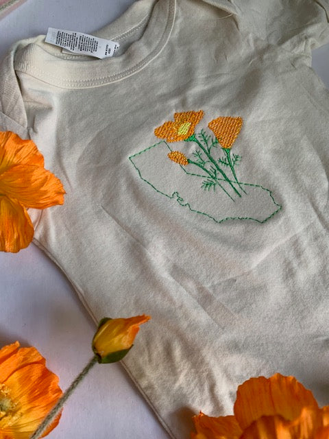 Ivory California Poppy Baby Bodysuit Cotton Gift