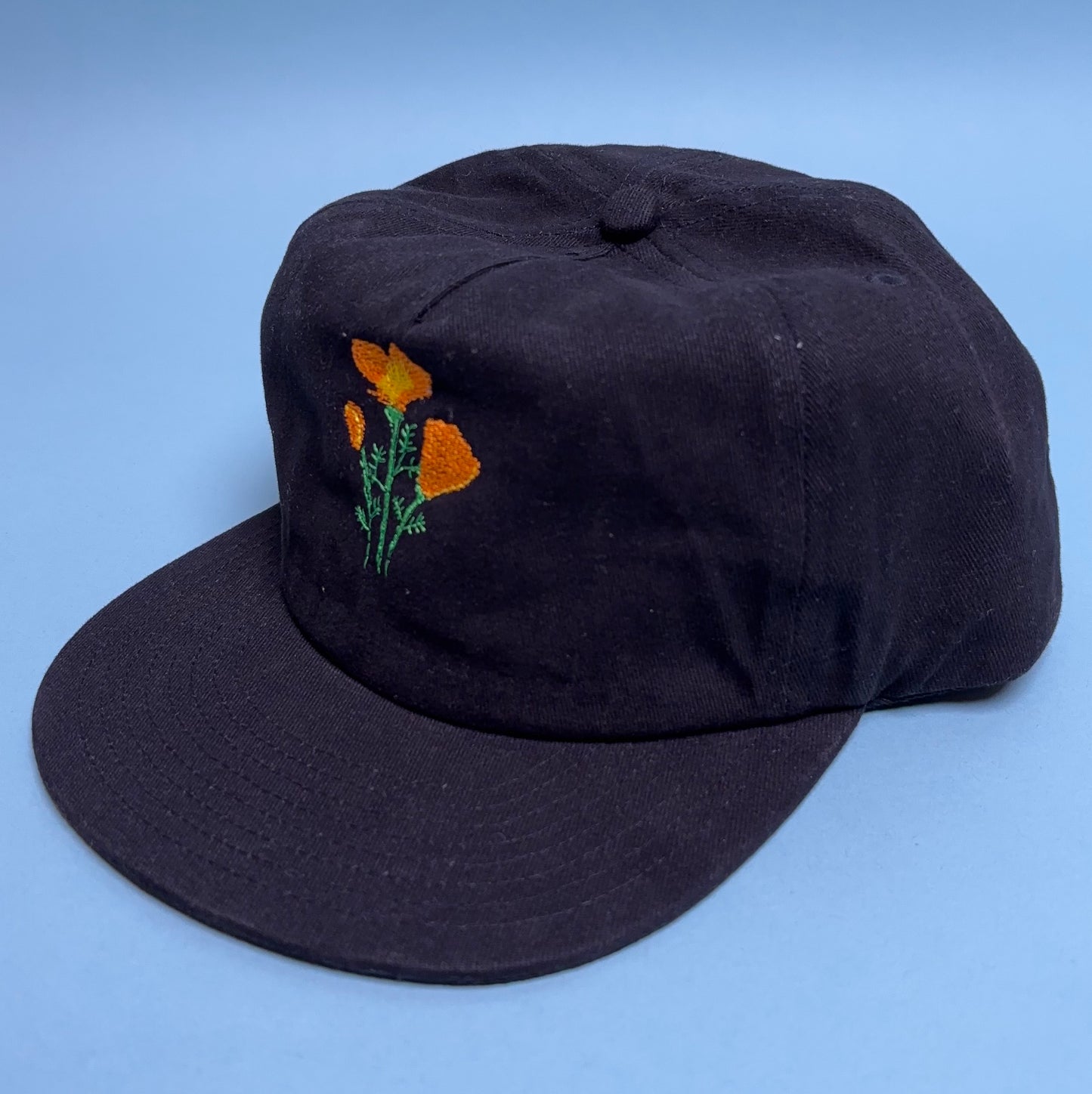 Embroidered California Poppies - Brushed Cotton Snap Back Hat