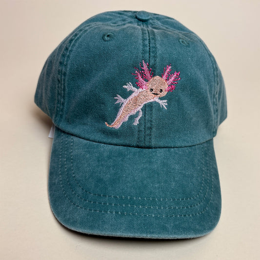 Embroidered Axolotl Dad Hat