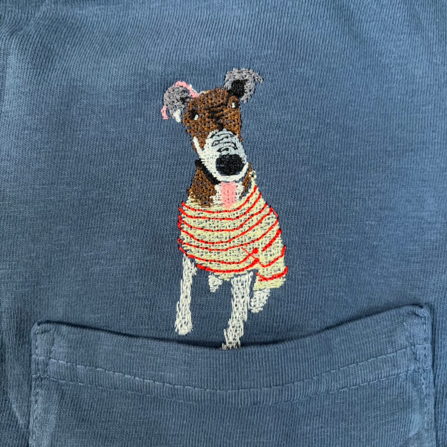 Custom Embroidered Pet Portrait Unisex Pocket Tee