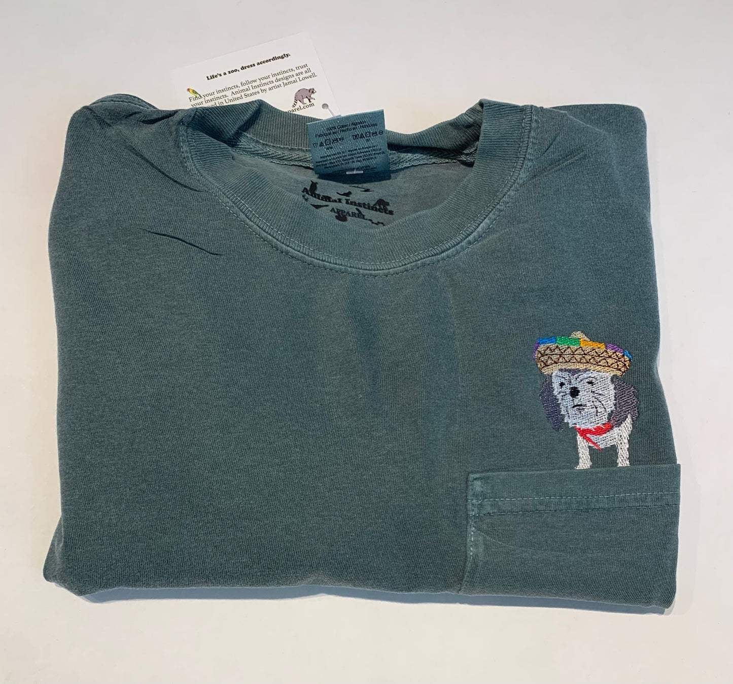 Custom Embroidered Pet Portrait Unisex Pocket Tee