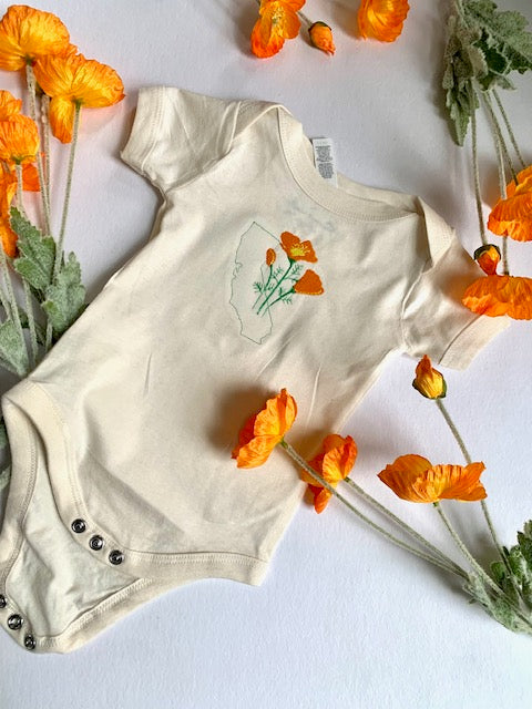 Ivory California Poppy Baby Bodysuit Cotton Gift