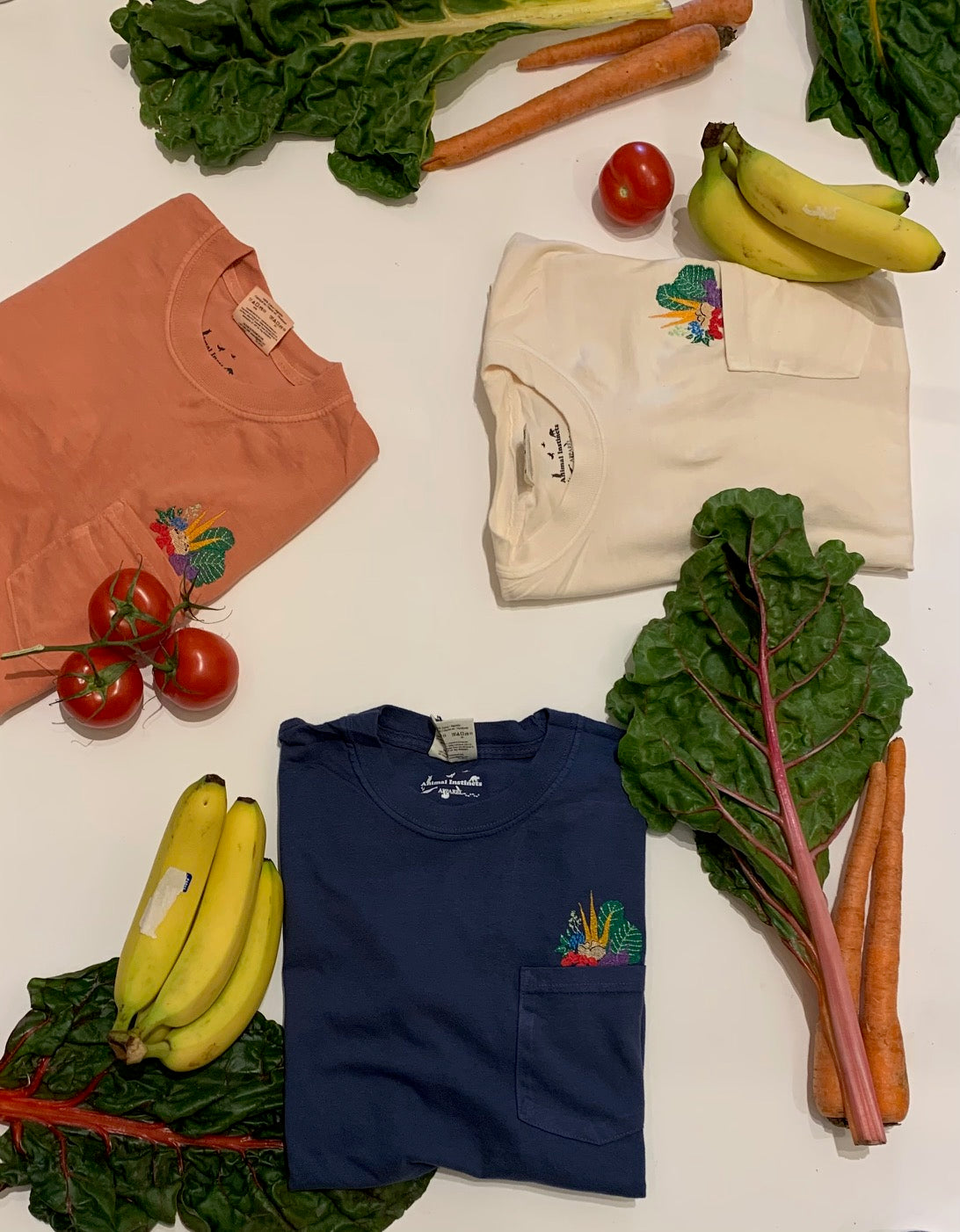 Unisex Embroidered Farmer’s Market Vegetable Cotton Pocket Tee