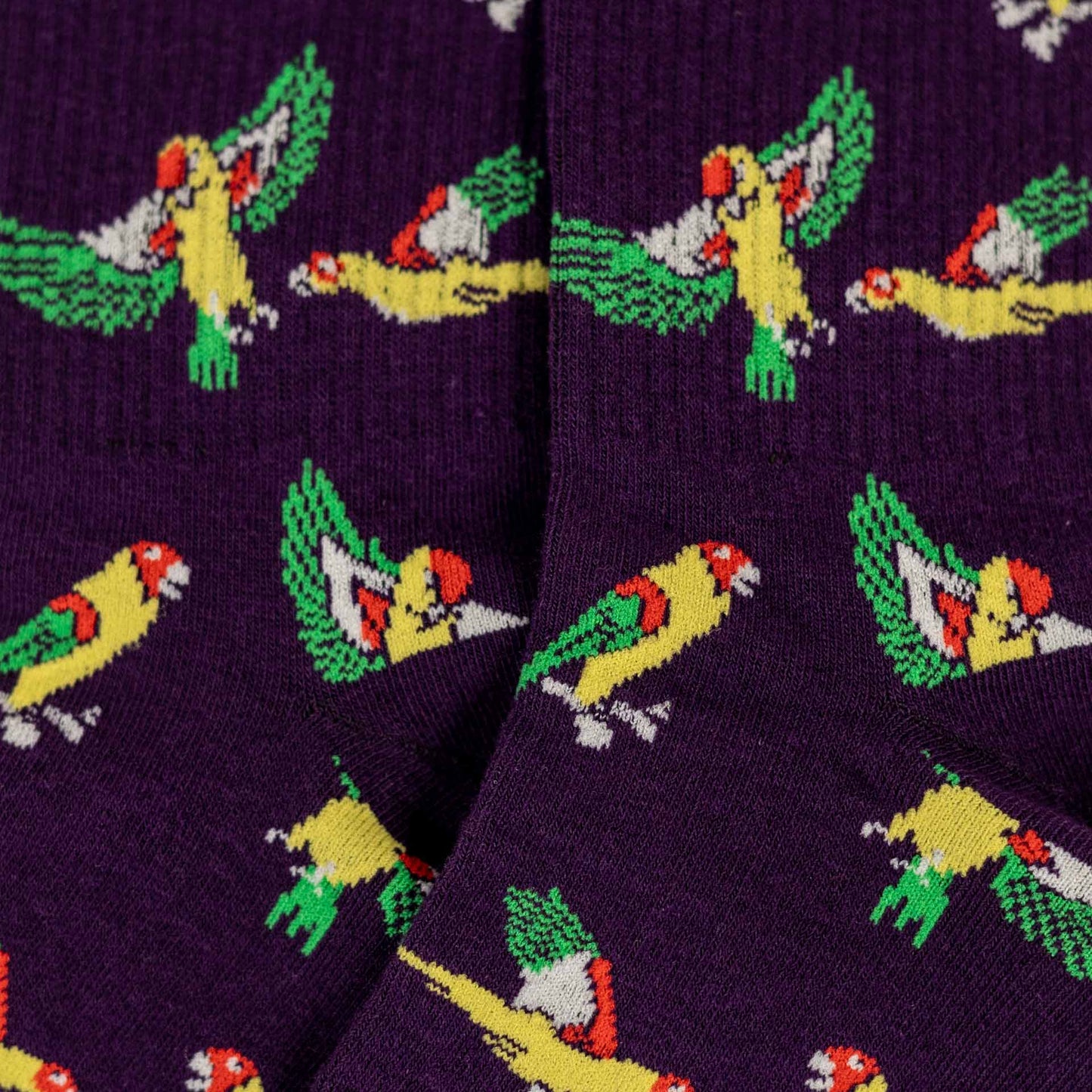 Women Cotton Purple Flying Parrot Socks