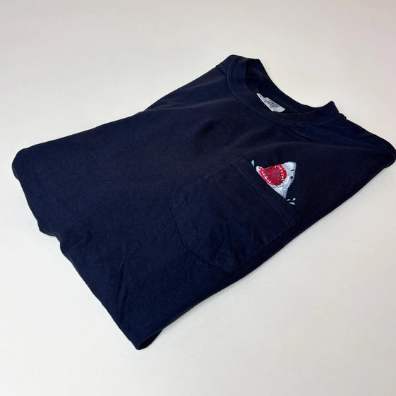 Embroidered Shark Pocket Tee - Unisex Cotton Comfort Colors