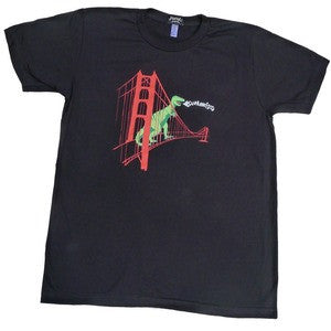 Unisex Black San Francisco Dinosaur Cotton Shirt