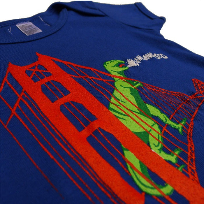 Infant Blue San Francisco Dinosaur Bodysuit - Golden Gate Bridge Onesie