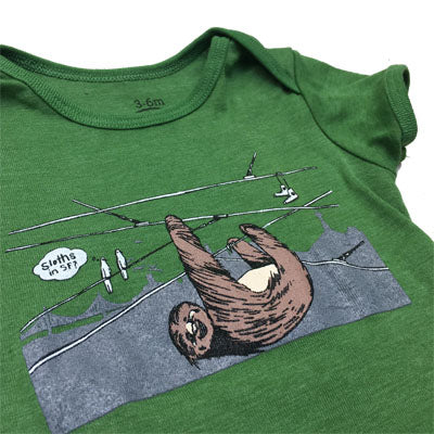 Infant Green Sloths In SF Bodysuit Onesie