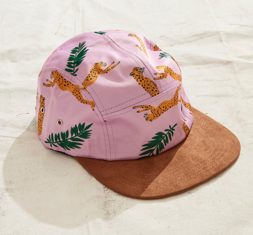 Pink Cheetah Suede Brim Adjustable Hat