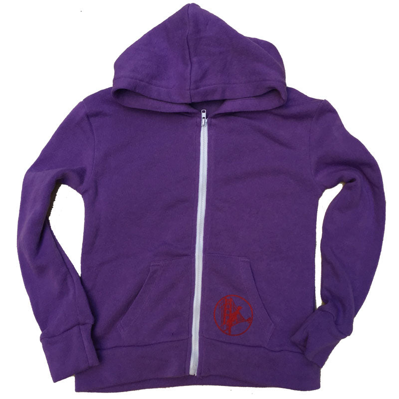 Kids Purple Unicorn Fleece Zip Hoodie – Made in San Francisco with Golden Gate Bridge Design