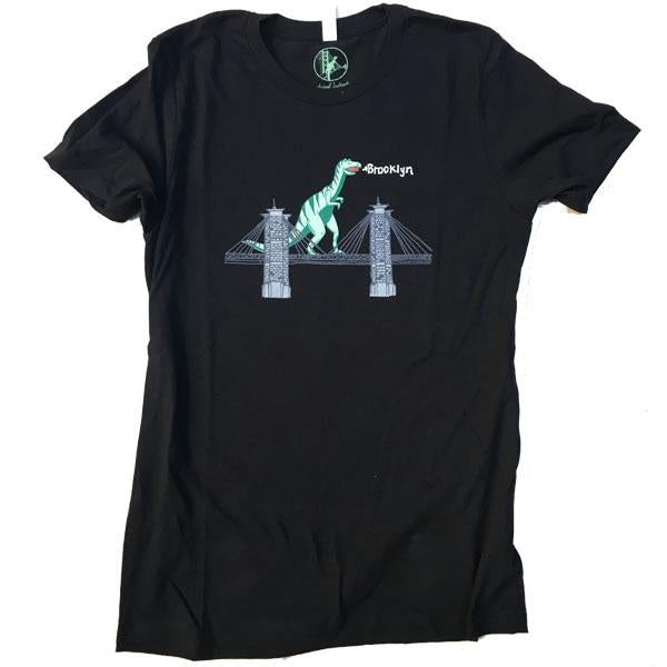 Unisex Heather Black Brooklyn Bridge Dinosaur Tee