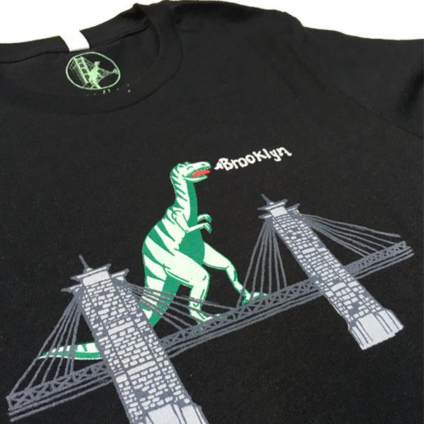 Unisex Heather Black Brooklyn Bridge Dinosaur Tee