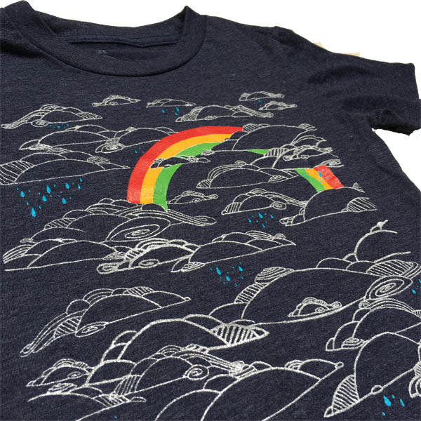 Kids Heather Navy Rainbow Tee