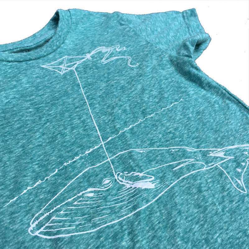 Kids Heather Teal Whale with Kite Tee