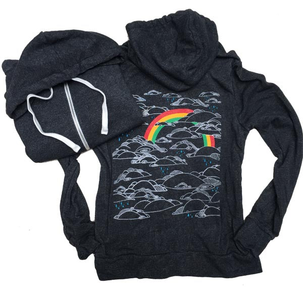 Unisex Heather Black Rainbow Ziphoody