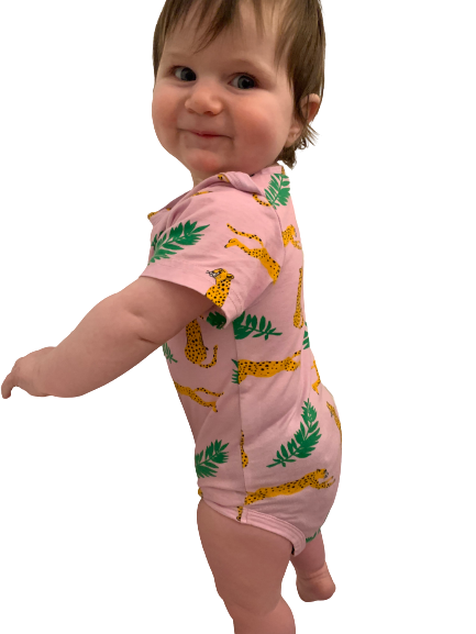 Animal instincts pink cheetah print onesie
