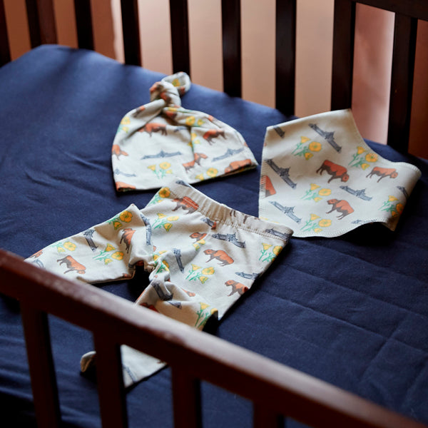 Infant Grey Buffalo Poppy Knot Hat