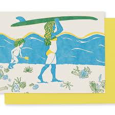 Surfer Mom and Child Card