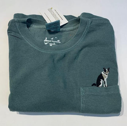 Custom Pet Embroidery - Unisex Cotton Long Sleeve Pocket Tee