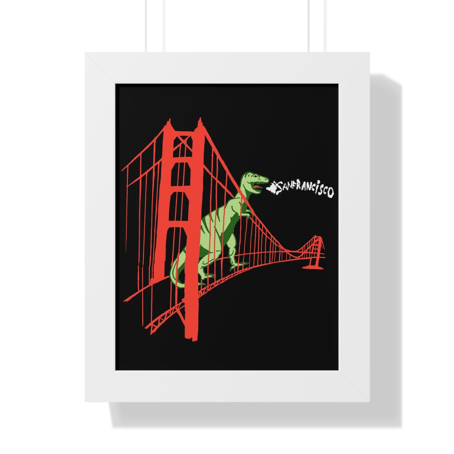 Framed Vertical San Francisco Dinosaur Print