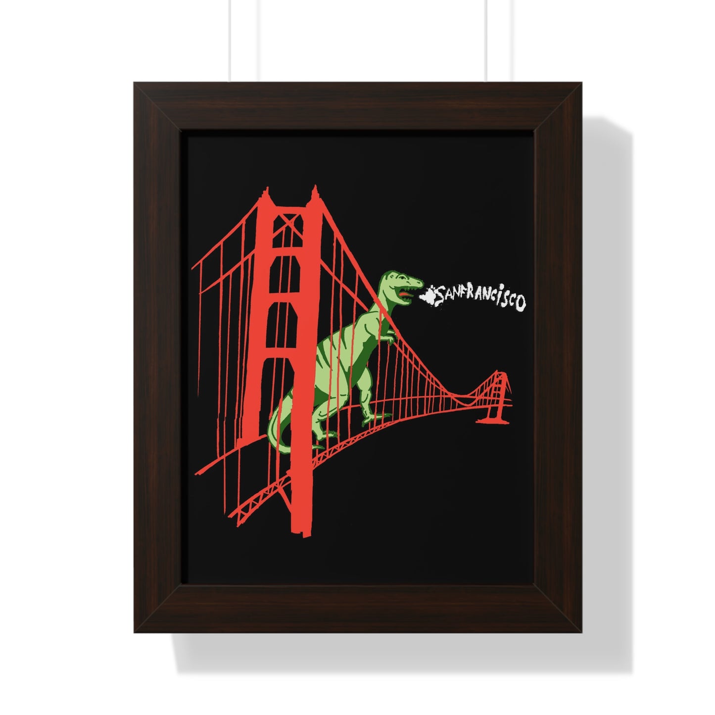 Framed Vertical San Francisco Dinosaur Print