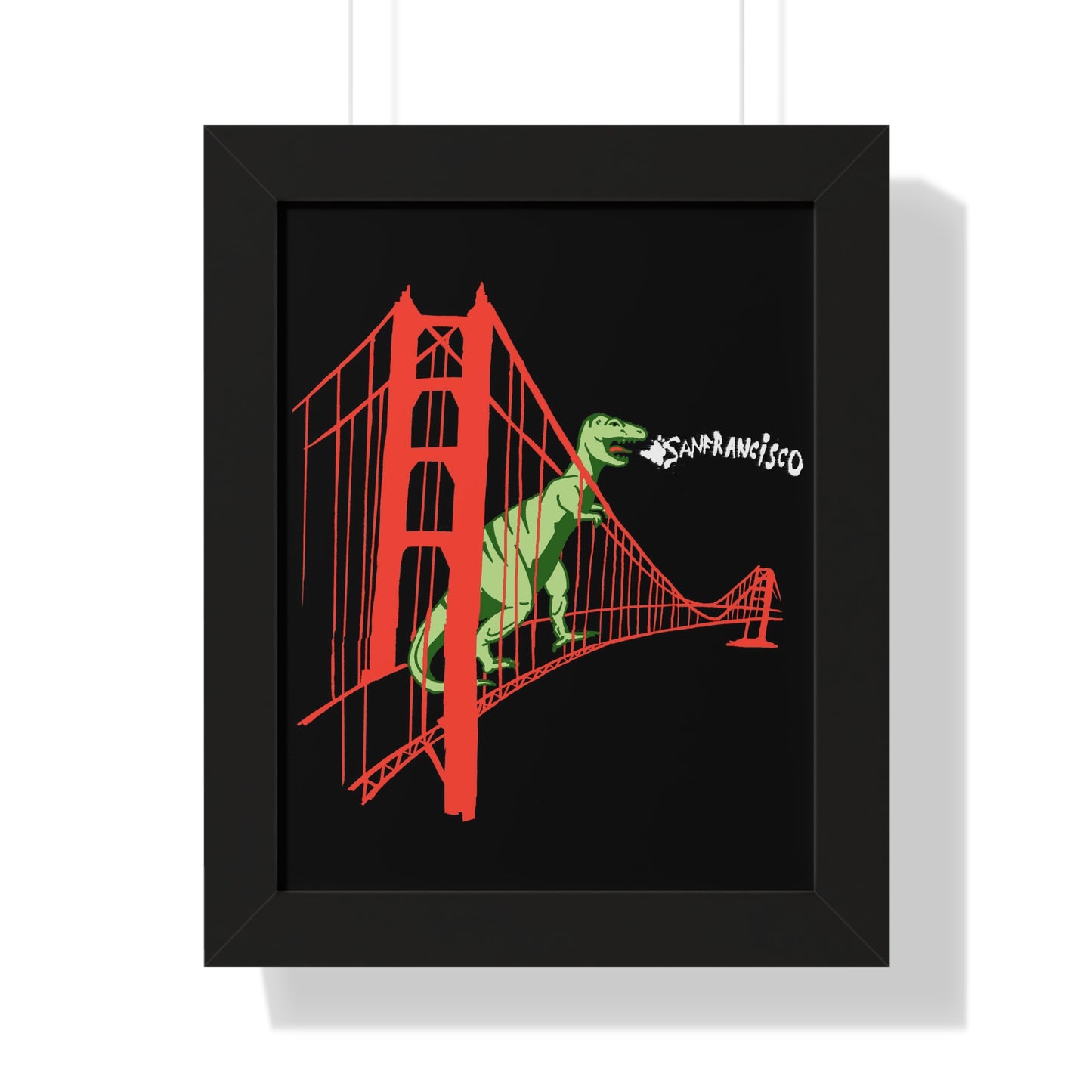 Framed Vertical San Francisco Dinosaur Print