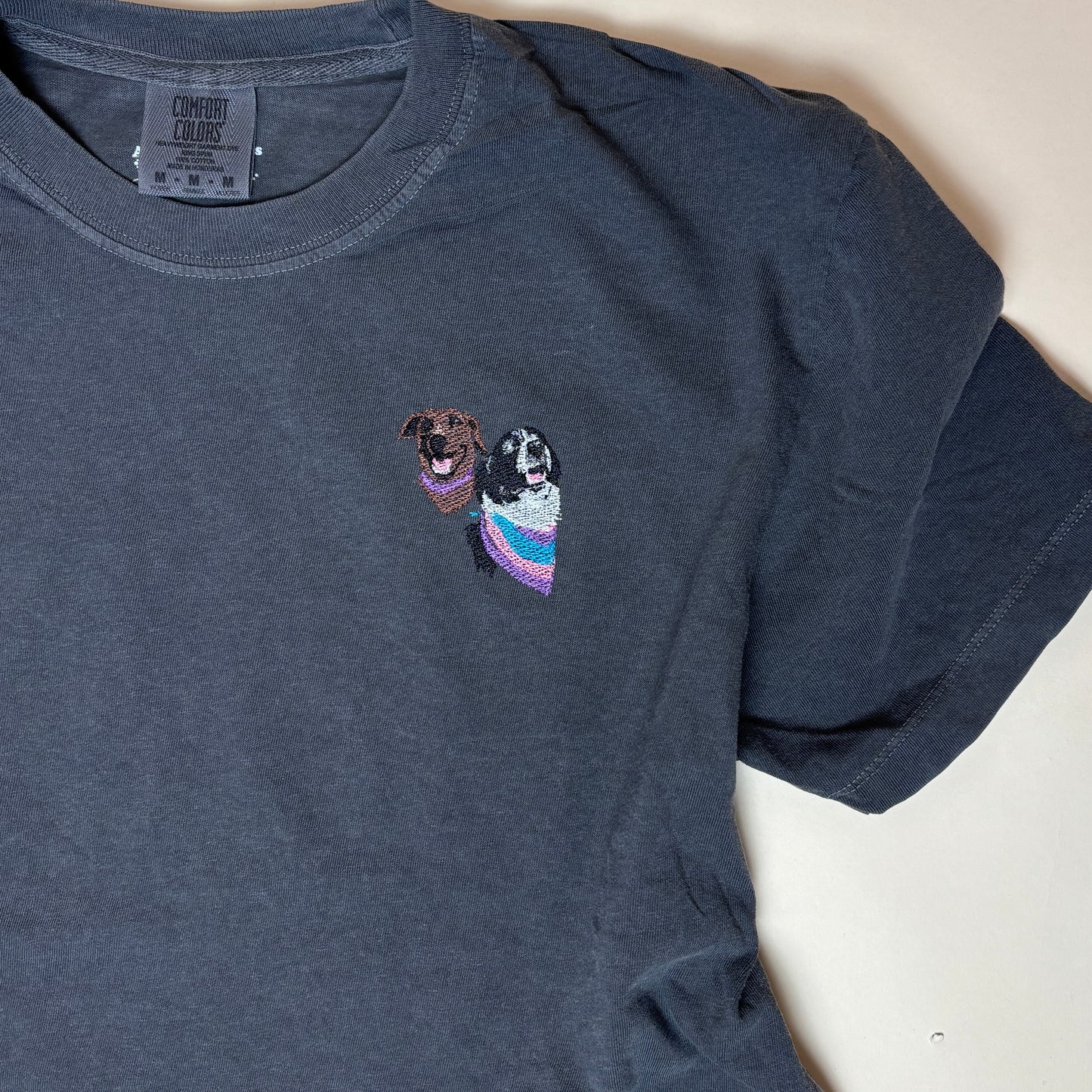 Custom Embroidered Pet Portrait - Women Crop Tee