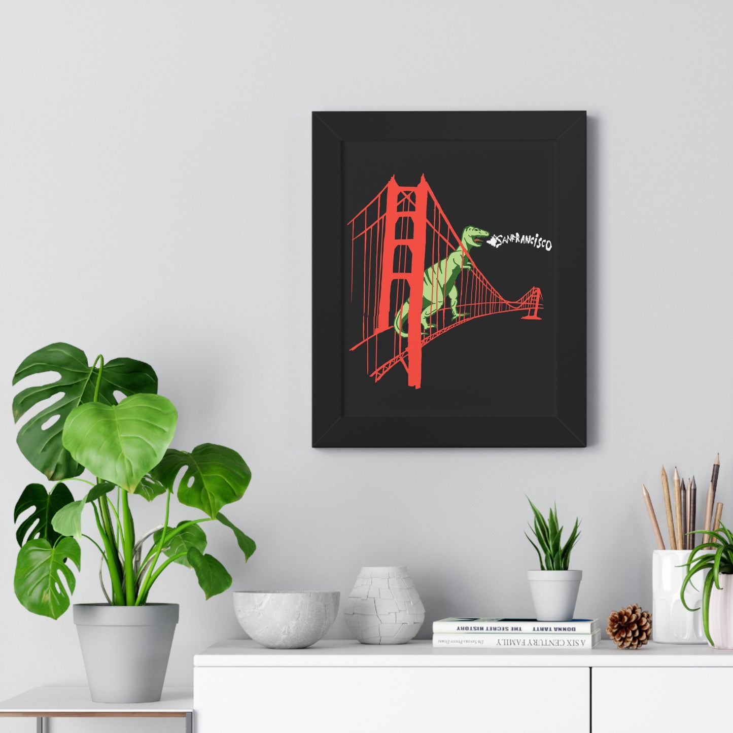 Framed Vertical San Francisco Dinosaur Print