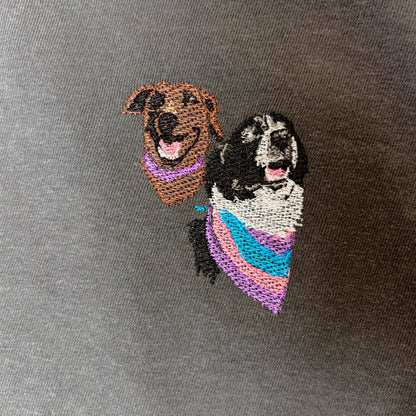 Custom Embroidered Pet Portrait - Women Crop Tee