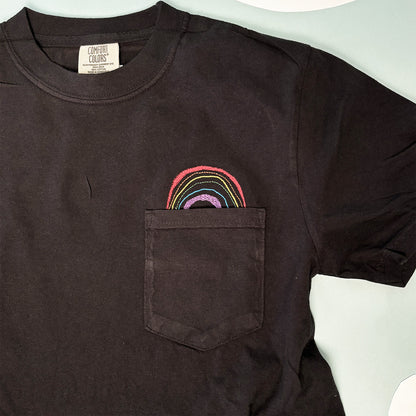 Unisex Embroidered Rainbow Pocket Tee