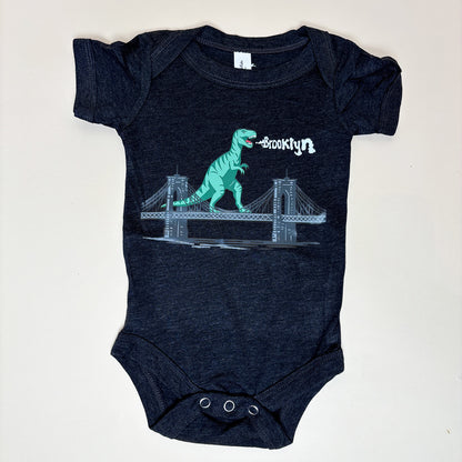 Infant Dinosaur On Brooklyn Bridge Onesie