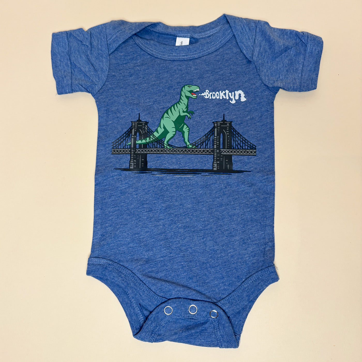 Infant Dinosaur On Brooklyn Bridge Onesie