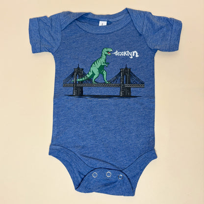 Infant Dinosaur On Brooklyn Bridge Onesie