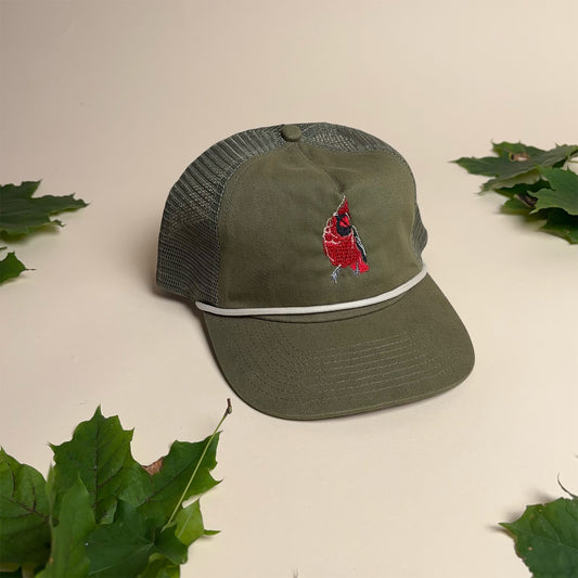 Cardinal Trucker Hat With Mesh Back - Bird Watcher