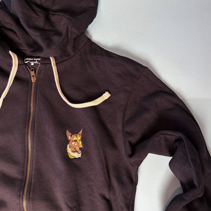 Custom Unisex zip hoodie with your pet portrait