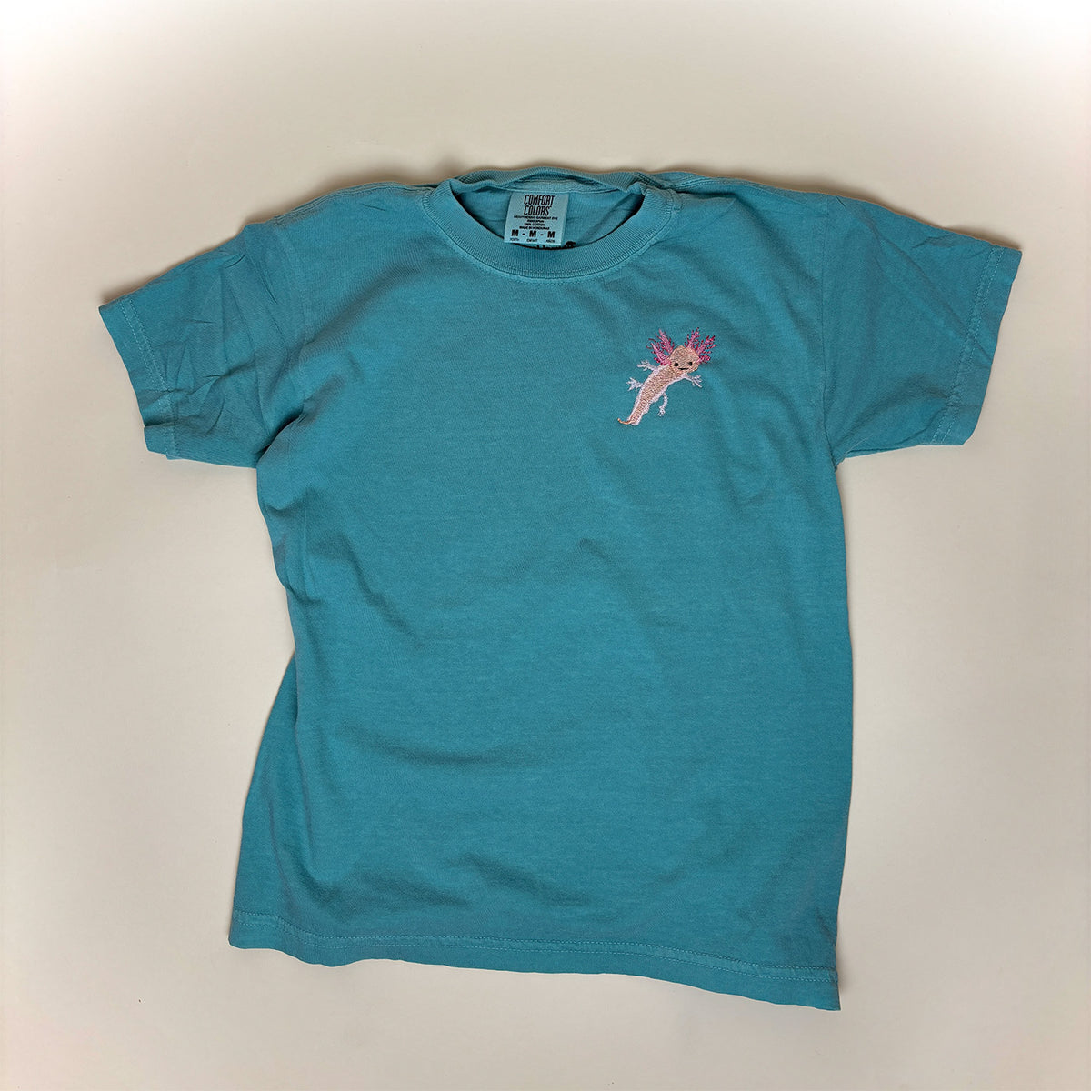 Embroidered Axolotl Kids Shirt, 100% Cotton Youth Tee