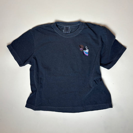 Custom Embroidered Pet Portrait - Women Crop Tee