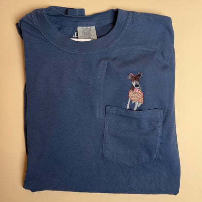 Custom Embroidered Pet Portrait Unisex Pocket Tee