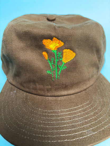 Embroidered California Poppies - Field Trip Snap Back Hat