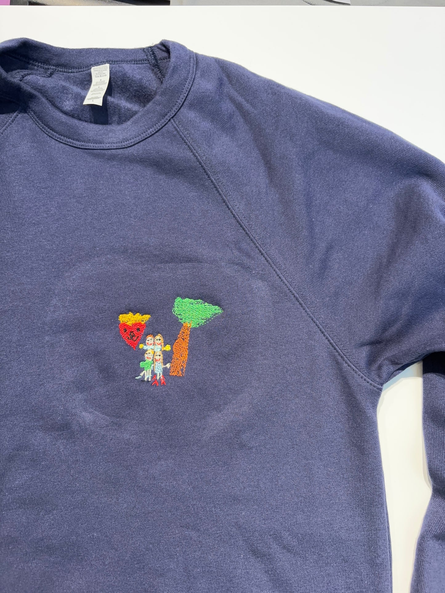 Personalized Kids Art Embroidery on Crewneck Sweatshirt Gift