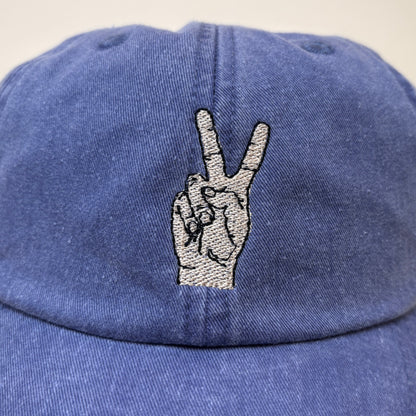Embroidered Peace Sign Dad Hat – Washed Denim