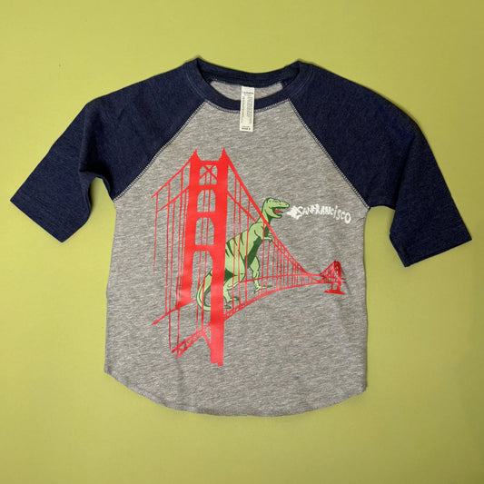 San Francisco Golden Gate Dinosaur 3/4 Sleeve Kids Shirts