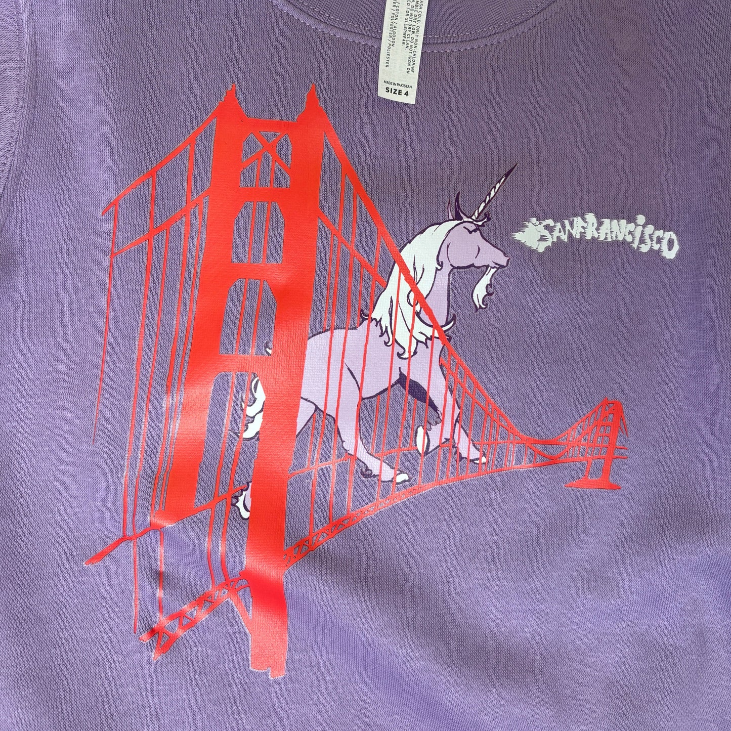 San Francisco Golden Gate Unicorn Kids Crew Neck Sweatshirt