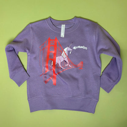 San Francisco Golden Gate Unicorn Kids Crew Neck Sweatshirt