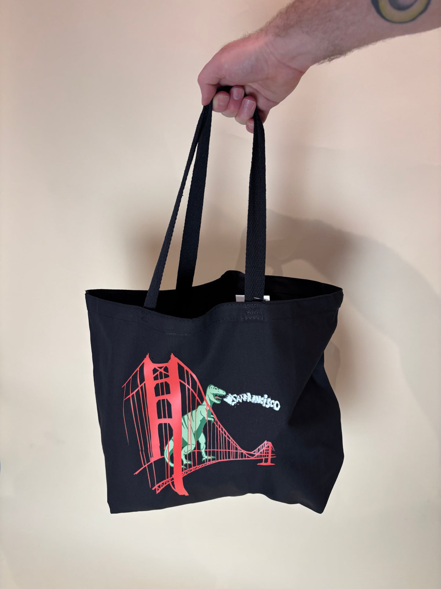 San Francisco Dinosaur Large Canvas Tote