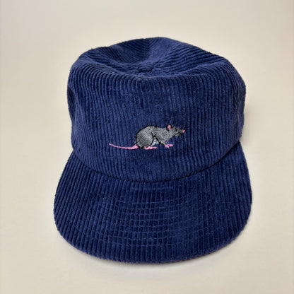 Corduroy Embroidered Rat Hat - City Dwellers- Unisex