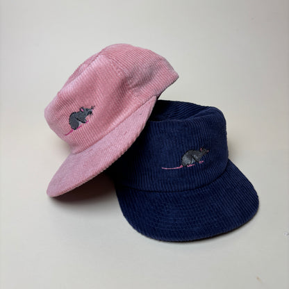 Corduroy Embroidered Rat Hat - City Dwellers- Unisex