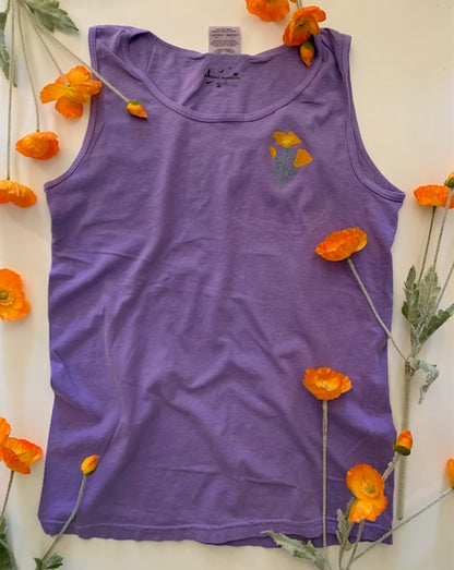 California Poppy Embroidered Unisex Tank Top