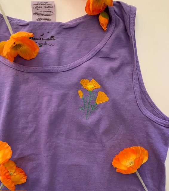 California Poppy Embroidered Unisex Tank Top